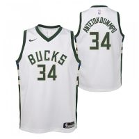 camiseta giannis antetokounmpo milwaukee bucks nike swingman blanca junior