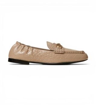 Twinset para mujer. 262TGT200 Mocasines de piel grabada taupe (40), Plano, 1 a 3cm, Ninguno, Casual