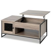 costway mesa de centro con tablero elevable mesa auxiliar industrial mesa de cafe con compartimento armario de 2 puertas 106 x 55 x 445 cm