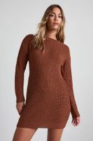 vestido jersey con cuello de caja beige