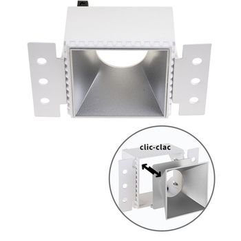 Aro para downlight empotrable hapi cuadrado para yeso laminado l.13xan.7,5xal.5,5cm plata