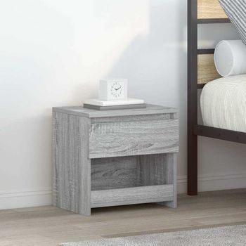 Juego De 2 Mesitas De Noche - Mesillas Madera Contrachapada Gris Sonoma 40x30x39cm Mc4525