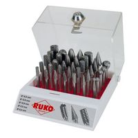 ruko 116008 - juego de 35 fresas de metal duro con vastago de 6 mm en vitrina de plastico