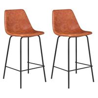 pack de 2 taburetes de bar vintage naranja cognac de 65cm de altura lucien