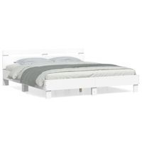cama matrimonial  cama para adultos  estructura cama con cabecero madera ingenieria blanco 180x200cm