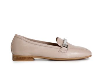 mocasines de piel con horsebit de pedrería taupe 39