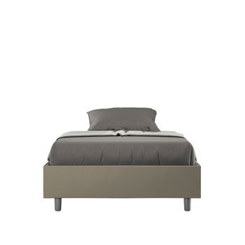 Cama Doble Sin Somier Acolchada Sin Cabecero 140x210 Cuero Sintético Capuchino Azelia