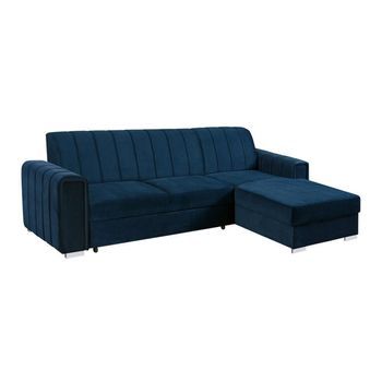 Sofá Rinconero Columbus 166, Azul, Función De Descanso, Caja De Ropa De Cama, 260x183x86cm