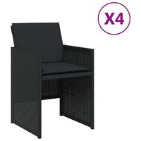 pack 4 uds sillas de jardin  silla de exterior  sillon con cojines ratan sintetico negro