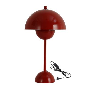 Lámpara de mesa tipo seta nórdica de metal, e27, 45 cm, rojo