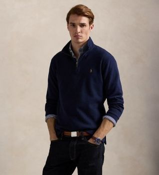 Polo Ralph Lauren para hombre. 710671929029 Jersey Estate-Rib marino (XL), Casual, Algodón, Manga larga