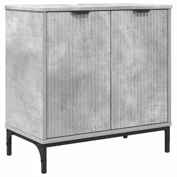 Gabinete De Lavabo Para Baño Gris Concreto 60,5 X 33,5 X 61 Cm Vidaxl