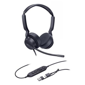 Auriculares Yealink UH42 Dual UC con cable USB-C/A para llamadas y música con micrófono, negro