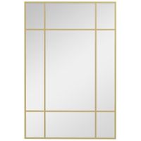 homcom espejo de pared rectangular con marco de metal espejo de ventana 90x60cm espejo decorativo para salon dormitorio dorado   aosom espana