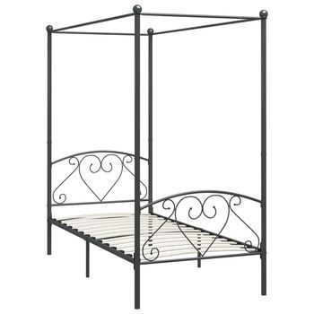 Cama Matrimonial | Cama Para Adultos | Estructura De Cama Con Dosel Metal Gris 120x200 Cm