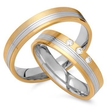 Alianzas 18 quilates oro amarillo-blanco 3 diamantes