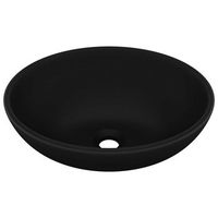 lavabo de lujo ovalado ceramica negro mate 40x33 cm vidaxl