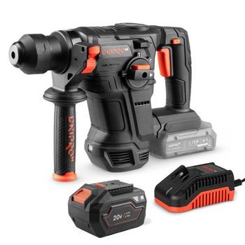 Dnipro-m Martillo Perforador Sds Plus 20v Brushless Dhr-203 Bcx, 4j, Ø26 Mm Hormigón Armado, Antivibración, Antirretroceso, Batería 6ah Y Cargador