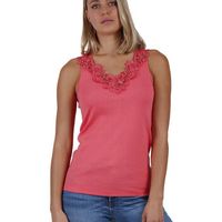 admas blusa camiseta de tirantes escote guipur para mujer
