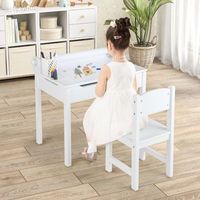 juego de mesa y silla infantil con almacenamiento y soporte para rollo de papel blanco