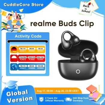 Audífonos realme Buds Clip OWS para teléfonos inteligentes realme GT 8 Pro, realme 16 Pro Plus, AI, 85db, 36H de duración de batería, IP55, versión global