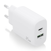 aisens - cargador 25w 1xusb-c pd30 1xusb-a qc30 blanco