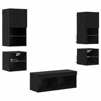unidades de pared para tv 8 uds roble negro vidaxl