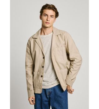 Pepe Jeans para hombre. PM308858 Sobrecamisa Aedus beige (L), Casual, Algodón, Manga larga