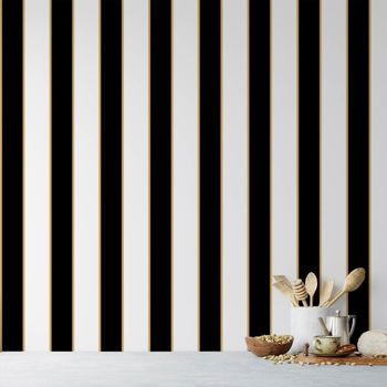 Papel pintado rayas negro/dorado  52x1000cm