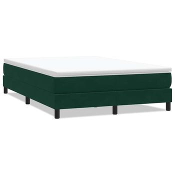 Cama Box Spring Sin Colchón Terciopelo Verde Oscuro 160x210 Cm