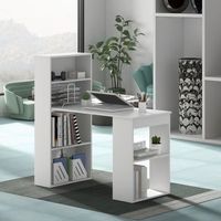 escritorio con estanteria mesa para ordenador con 6 estantes mesa para pc con estante mesa de oficina blanca