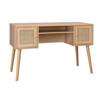Escritorio Decoración Madera Con 2 Puertas, Natural