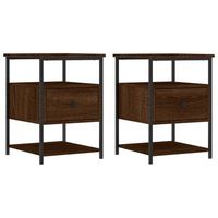 juego de 2 mesitas de noche - mesillas madera ingenieria marron roble 40x42x56 cm mc5920