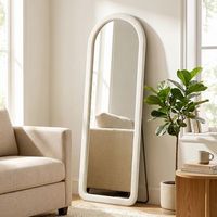 espejo de mdf vidrio templado homcom 160x60 cm - crema