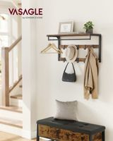 perchero de pared con ganchos de color marron rustico y negro