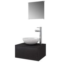 conjunto de muebles de bano con lavabo y grifo 4 piezas negro vidaxl