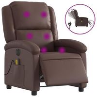 sillon de masaje reclinable electrico cuero sintetico marron vidaxl