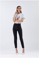 leggings de tejido elastico brillante black l