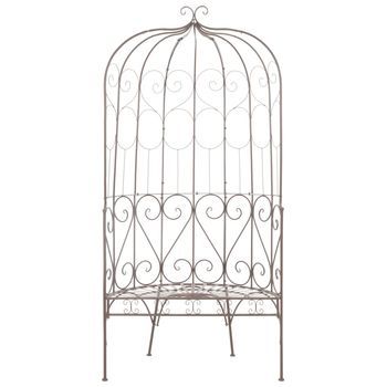Banco De Jardín | Banco De Exterior | Silla De Jardín Metal Marrón Envejecido 95 Cm