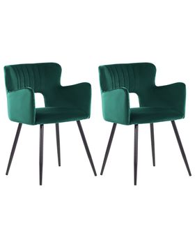 Conjunto de 2 sillas de comedor  terciopelo verde esmeralda