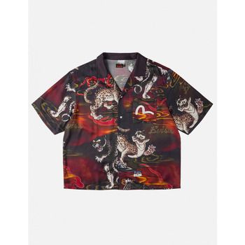 Evisu Camisa manga corta 2ESHTM6SS1032 HT LEOPARD AOP SS SHIRT-BLKA ALLOVER BLACK para hombre