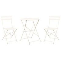 conjunto de balcon de 3 piezas para exterior mesa redonda y sillas de acero blanco crema fiori