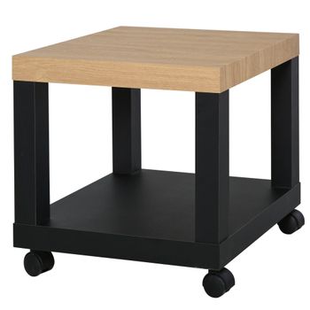 Mesa lateral 40x40x40 cm negro y natural