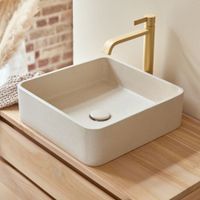 lavabo cuadrado de terrazo color crema an 39 cm