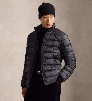 Polo Ralph Lauren para hombre. 710B20424003 Chaqueta Colden plegable de plumón negro (S), Casual, Poliéster Reciclado