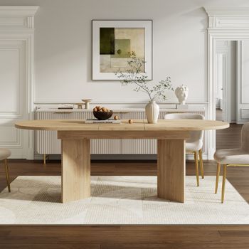 Mesa De Comedor Extensible - Mueble De Comedor - Mdf - Roble (120/160x80x75.5cm)