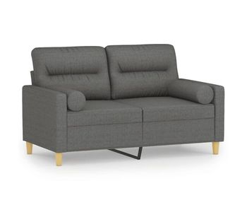 Vidaxl sofá de 2 plazas con cojines tela gris oscuro 120 cm