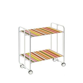 Carrito Auxiliar Plegable Bauhaus Con Ruedas - Armazón Metálico Blanco, 2 Niveles Y 4 Posiciones Ajustables,,09