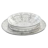 vajilla set 18 porcelana 20x20x4 gris claro
