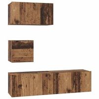 conjunto de mueble de tv 4 piezas madera vieja 60 x 30 x 30 cm